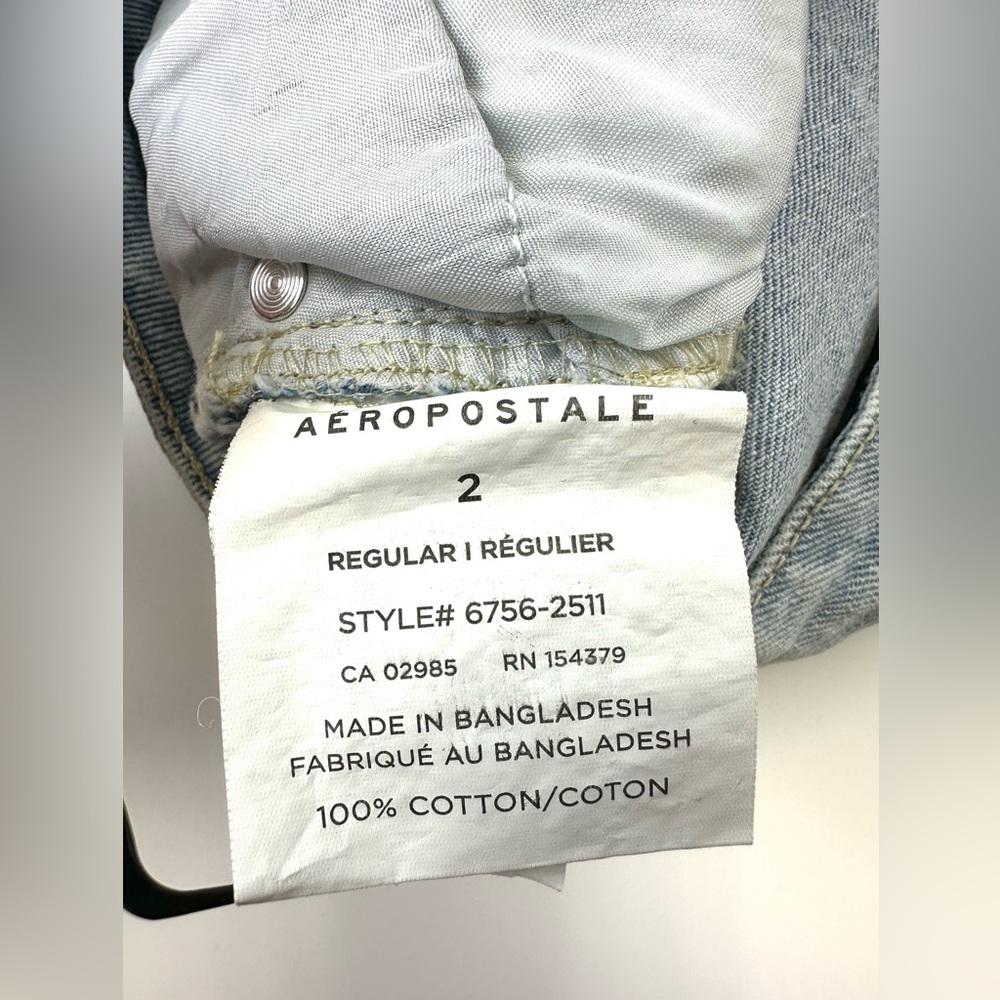 Aeropostale low rise baggy jeans Size 2 26in light wash leopard bow back pockets - Picture 11 of 15